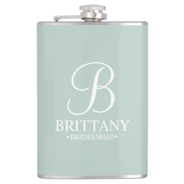 Personalized Bridesmaid's Name and Monogram Flask (Front)