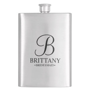 Personalized Bridesmaid's Name and Monogram Flask