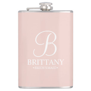 Personalized Bridesmaid's Name and Monogram Flask