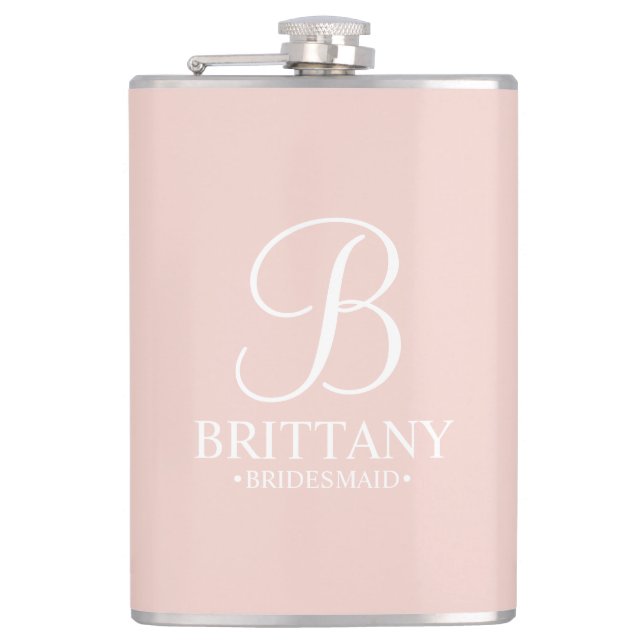 Personalized Bridesmaid's Name and Monogram Flask (Front)