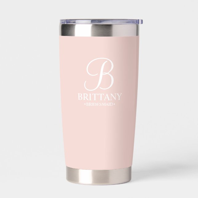 Personalized Bridesmaid's Name and Monogram Insulated Tumbler (Left)