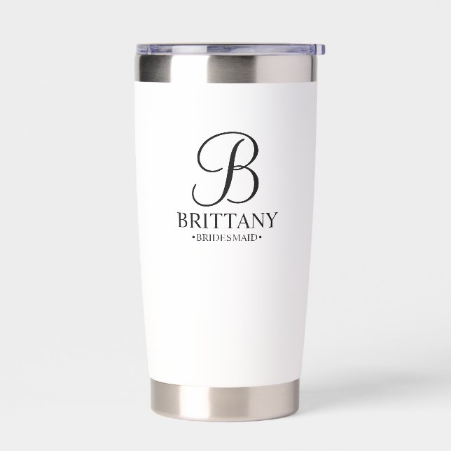 Personalized Bridesmaid's Name and Monogram Insulated Tumbler (Left)