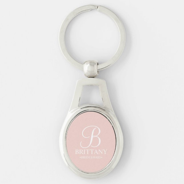 Personalized Bridesmaid's Name and Monogram Keychain (Front)