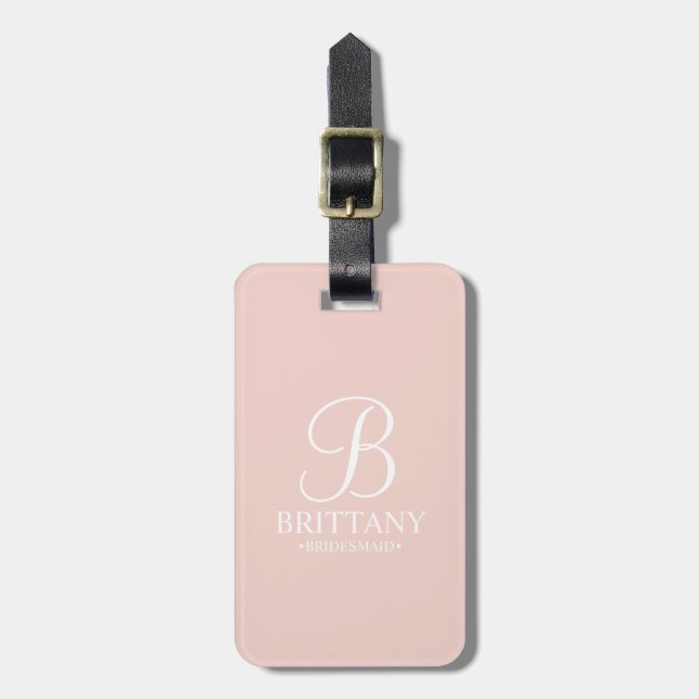 Personalized Bridesmaid's Name and Monogram Luggage Tag (Front Vertical)