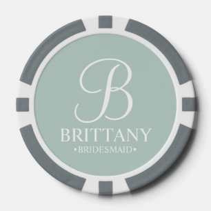 Personalized Bridesmaid's Name and Monogram Poker Chips