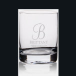 Personalized Bridesmaid's Name and Monogram Rocks Glass<br><div class="desc">Elegant Personalized Bridesmaid Gifts
featuring personalized monogram in elegant script font style with bridesmaid's name and title in classic serif font style.

Also perfect for groomsman,  best man,  father of the bride,  maid of honor,  flower girl,  mother of the bride and more.</div>