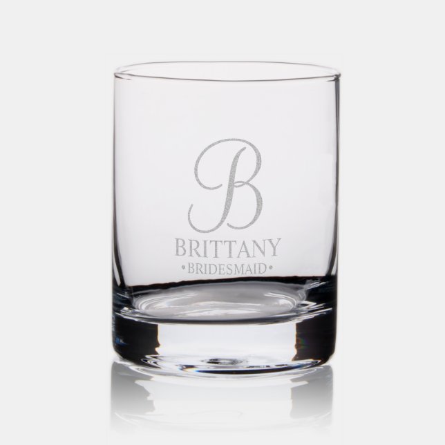 Personalized Bridesmaid's Name and Monogram Rocks Glass (Glassware)