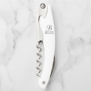 Personalized Bridesmaid's Name and Monogram Waiter's Corkscrew