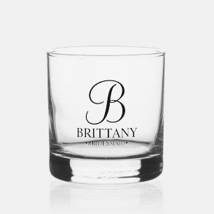 Personalized Bridesmaid's Name and Monogram Whiskey Glass