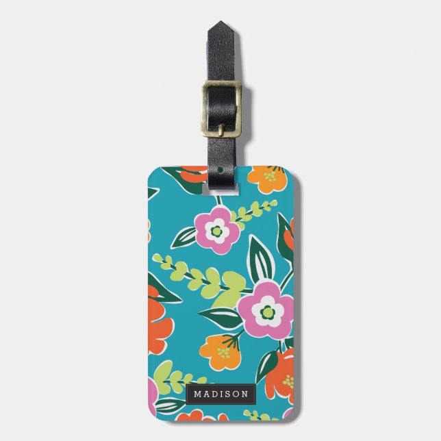 Personalized | Bright Blooms Luggage Tag (Front Vertical)