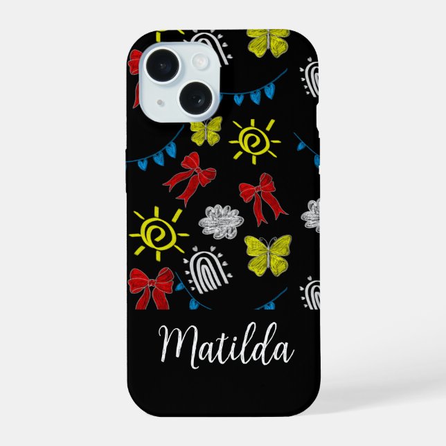 Personalized Bright Butterfly & Sunshine Pattern Iphone Case (Back)