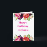 Personalized Bright Colored Pink Roses Birthday Card<br><div class="desc">Personalized Bright Colored Pink Roses Birthday</div>