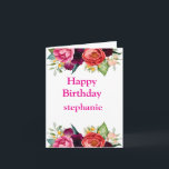 Personalized Bright Colored Pink Roses Birthday Card<br><div class="desc">Personalized Bright Colored Pink Roses Birthday</div>