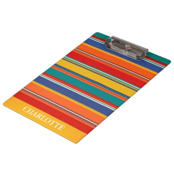 Personalized Bright Colorful Striped Clipboard by Ricaso_Intros at Zazzle