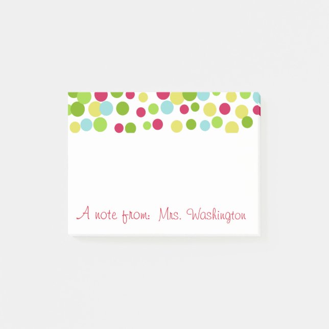 Personalized Bright Dots Post It Notes (Front)