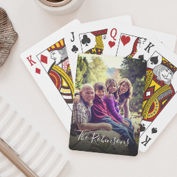 Personalized Bright Filter Family Photo Name Playing Cards
