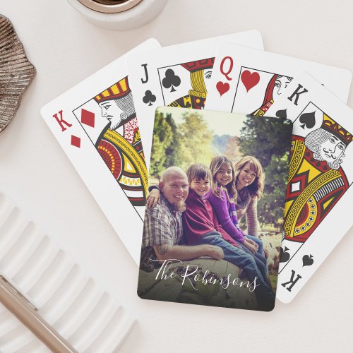 Personalized Bright Filter Family Photo Name Poker Cards