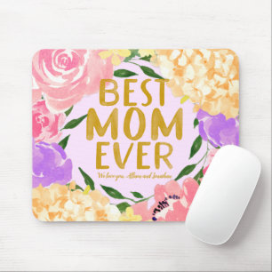 Personalized Bright Floral Best Mom Ever Mother's  Mouse Pad