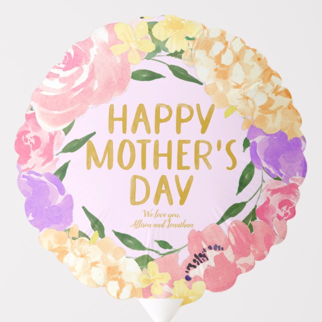 Personalized Bright Floral Happy Mother's Day   Balloon (Front)
