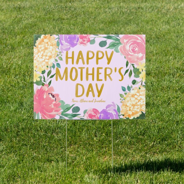 Personalized Bright Floral Mother's Day Sign (Insitu)