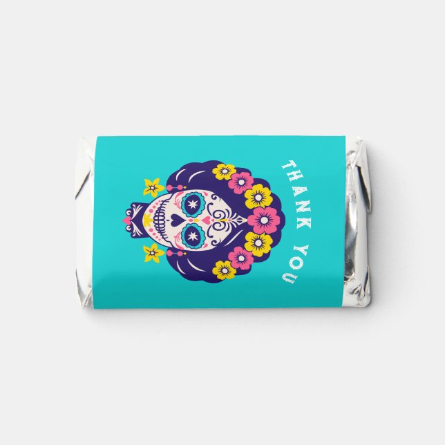 Personalized Bright Floral Sugar Skull Girl   Hershey's Miniatures (Front)