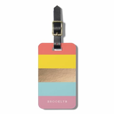Personalized Bright Heues & Faux Gold Luggage Tag