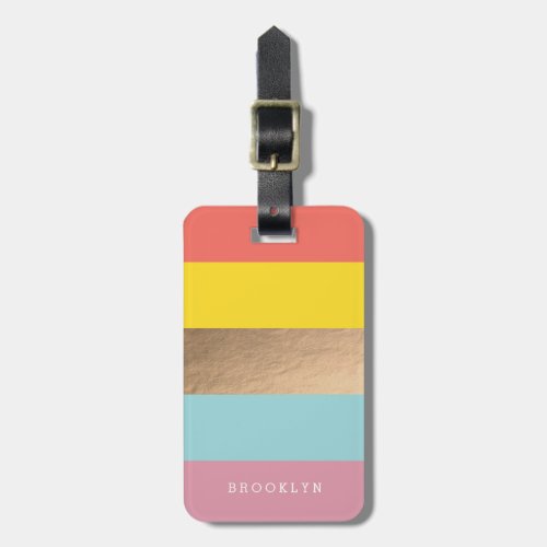 Personalized Bright Heues  Faux Gold Luggage Tag