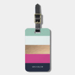 Personalized Bright Heues &amp; Faux Gold Luggage Tag