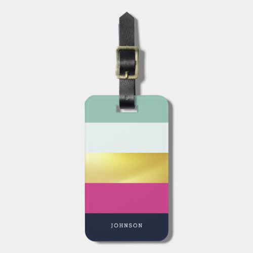 Personalized Bright Heues  Faux Gold Luggage Tag