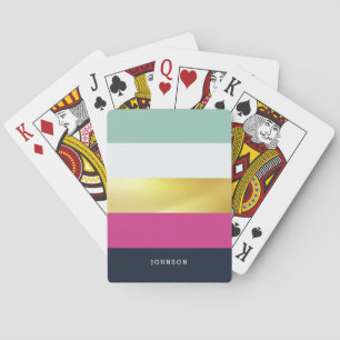 Personalized Bright Heues & Faux Gold Poker Cards