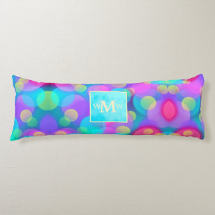 Personalized Bright Hot Pink, Turquoise Monogram Body Pillow