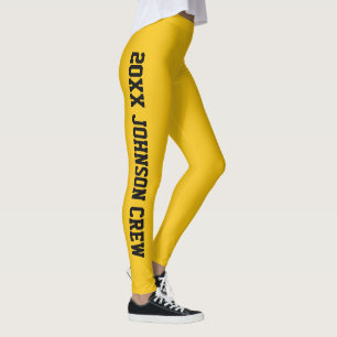 Personalized Bright Marigold Yellow Family Reunion Leggings