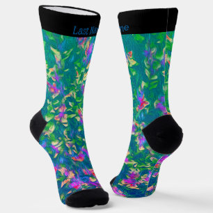 Personalized Bright Multicolor Floral Pattern Socks