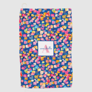 Personalized Bright Painted Abstract Name Golf Towel