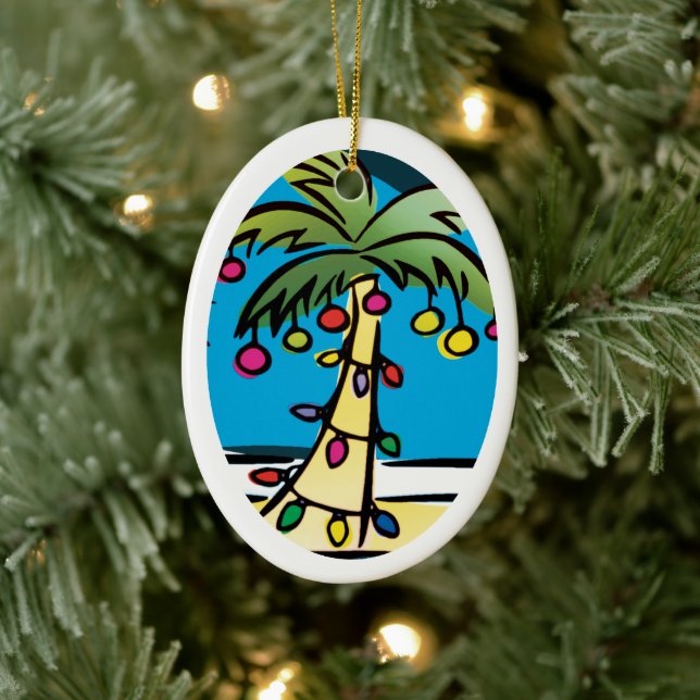 Personalized Bright Palm Tree Christmas Ornament (Tree)