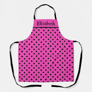 Personalized Bright Pink Polka Dot Chef's Apron