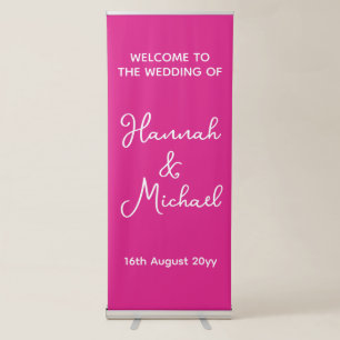 Personalized Bright Pink Welcome to our Wedding Retractable Banner