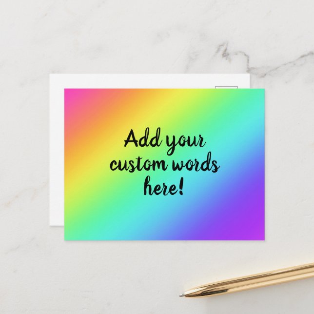 Personalized Bright Rainbow Postcard (Front/Back In Situ)