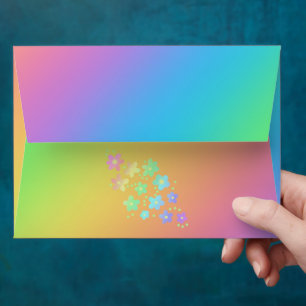 Personalized Bright Rainbow with Flowers Envelopes