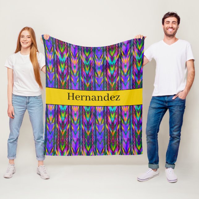 Personalized bright southwest chevron pattern fleece blanket (In Situ)