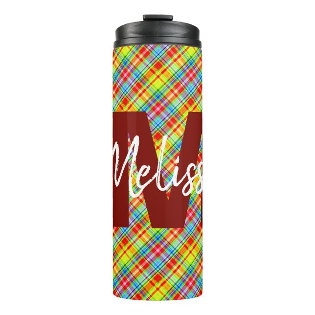 Personalized Bright summer checks Thermal Tumbler (Front)