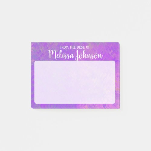 Personalized Bright Violet Marbled Art Post_it Notes