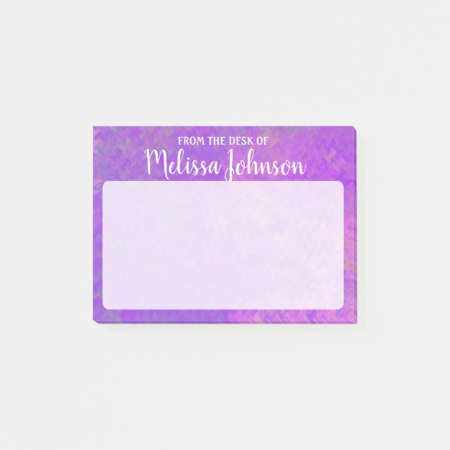 Personalized Bright Violet Marbled Art Post-it Notes (Front)