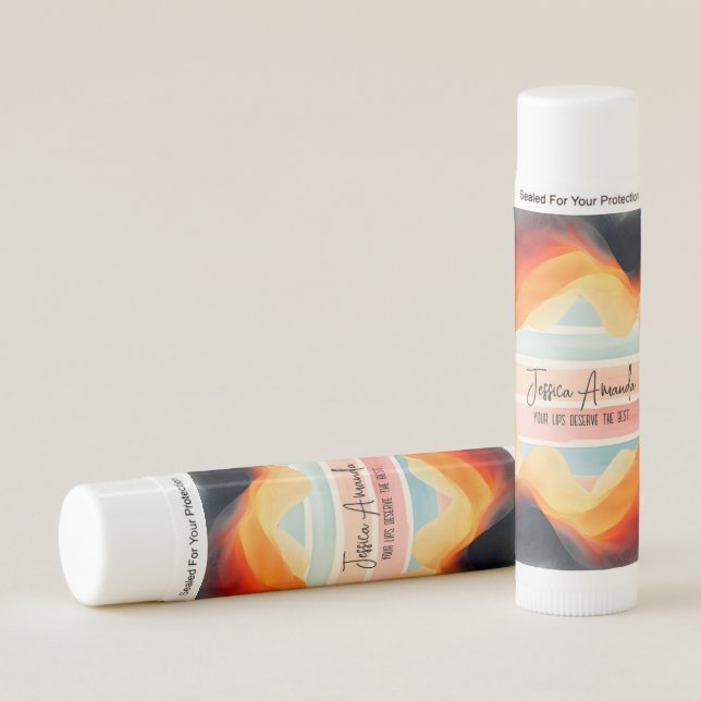 Personalized Bright Watercolor Colorful Stripe Lip Balm (Front)