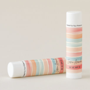 Personalized Bright Watercolor Colorful Stripe Lip Balm