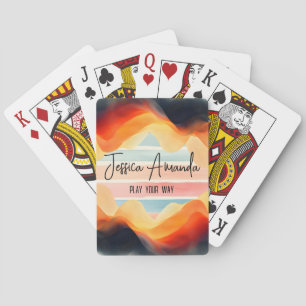 Personalized Bright Watercolor Colorful Stripe Poker Cards
