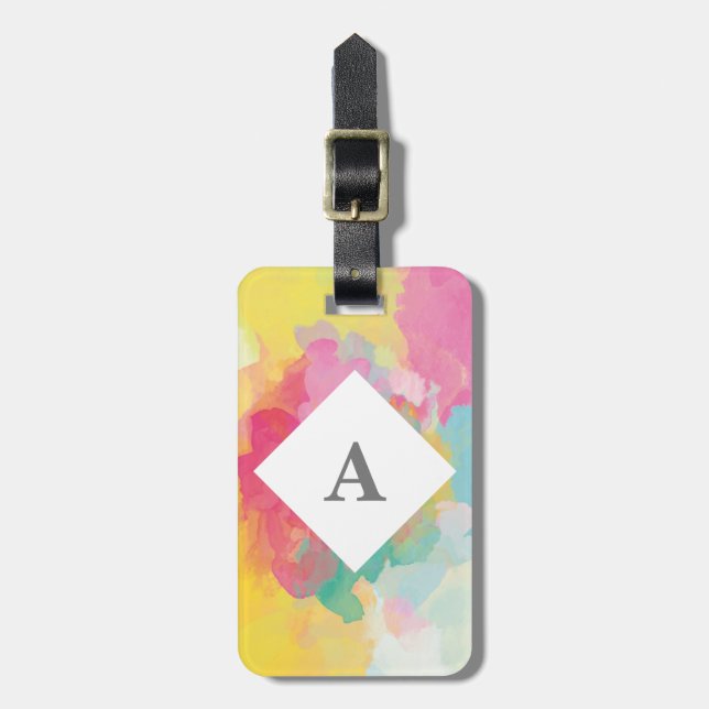 Personalized Bright Watercolour luggage tag (Front Vertical)