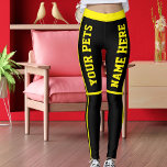 Personalized Bright Yellow Black Stripes Pet Names Leggings<br><div class="desc">Bright, bold, and purr-fectly personalized! These Personalized Pet Cat Name Leggings feature eye-catching bright yellow, black, and stripes, paired with custom text to show off your cat’s name or your proud cat mom status. Designed for style and comfort, they’re ideal for workouts, errands, or lounging in cozy feline fashion. Made...</div>