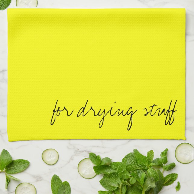 Personalized Bright Yellow Kitchen Towel (Folded)