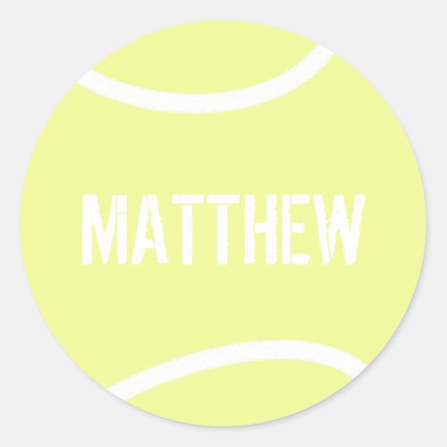 Personalized Bright Yellow Tennis Ball Classic Round Sticker